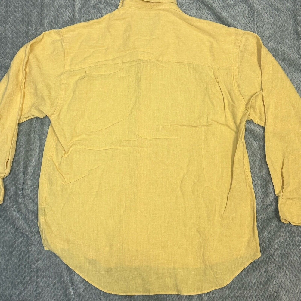 Johnny Walker Mens M 100% Linen Long‎ Sleeve Shirt Button Down Yellow Easter - Picture 3 of 9